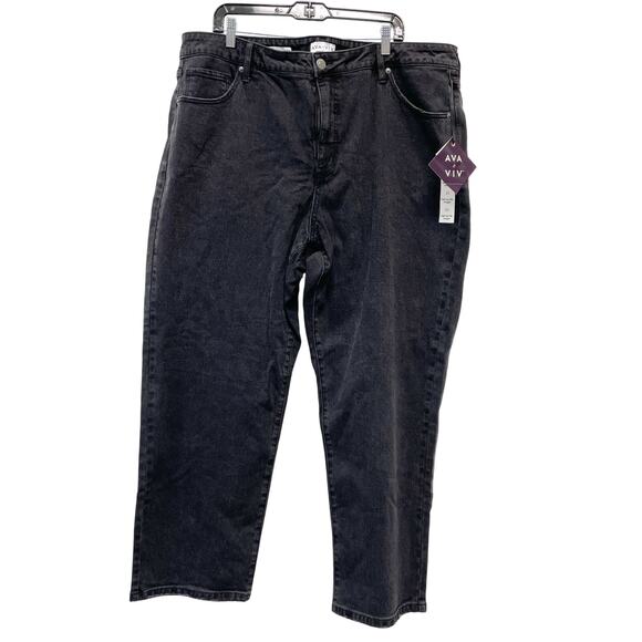 Ava & Viv Women's Black Wash High Rise Straight Leg Jeans Size 22 - Picture 1 of 5